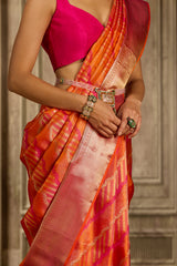 Orange Kanjivarum Skil Saree