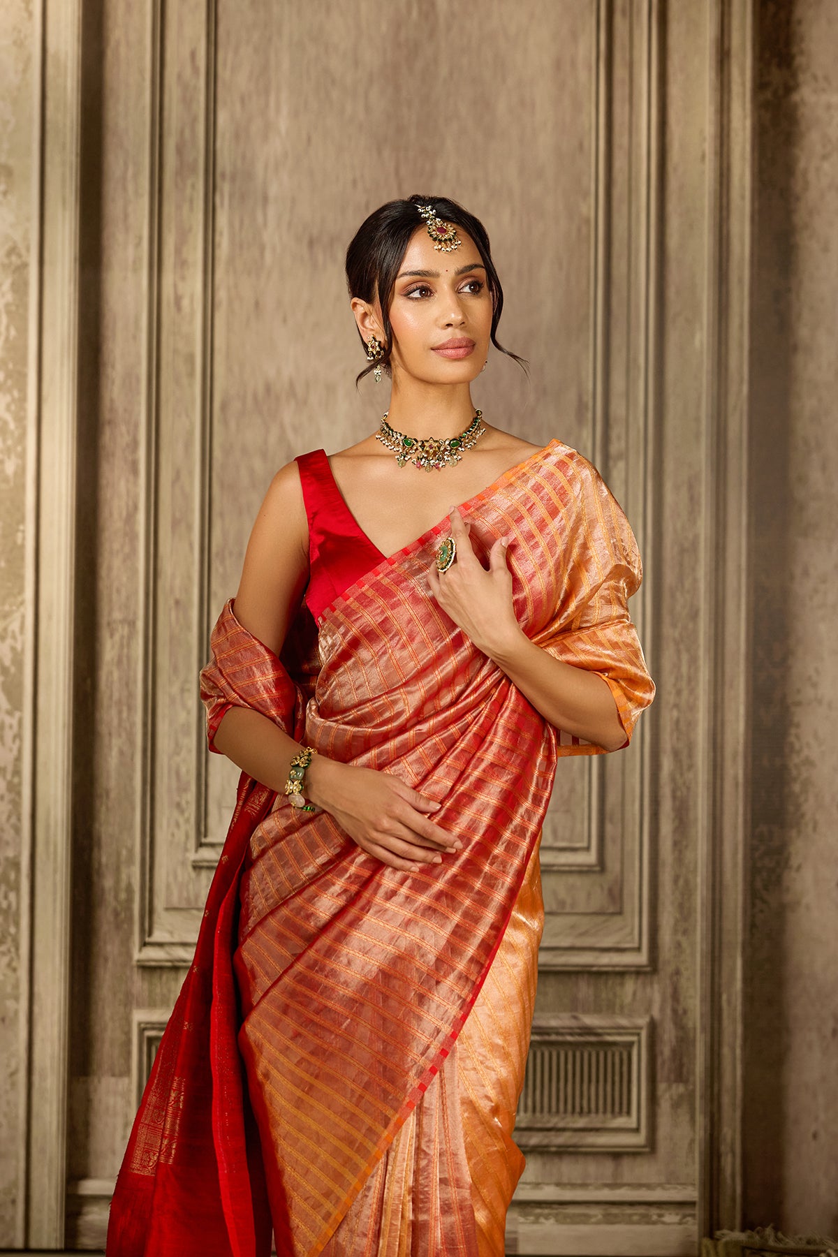 Rusty Ren Tissue Silk Saree