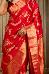 Red Handloom Silk Saree
