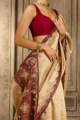 Golden Georgette Hand Work Saree