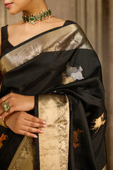 Black Handloom Silk Saree