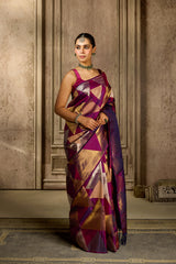 Wine Handloom Silk Saree