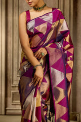 Wine Handloom Silk Saree