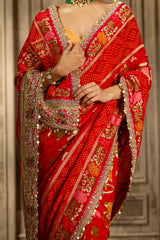 Red Georgette Khaddi Saree