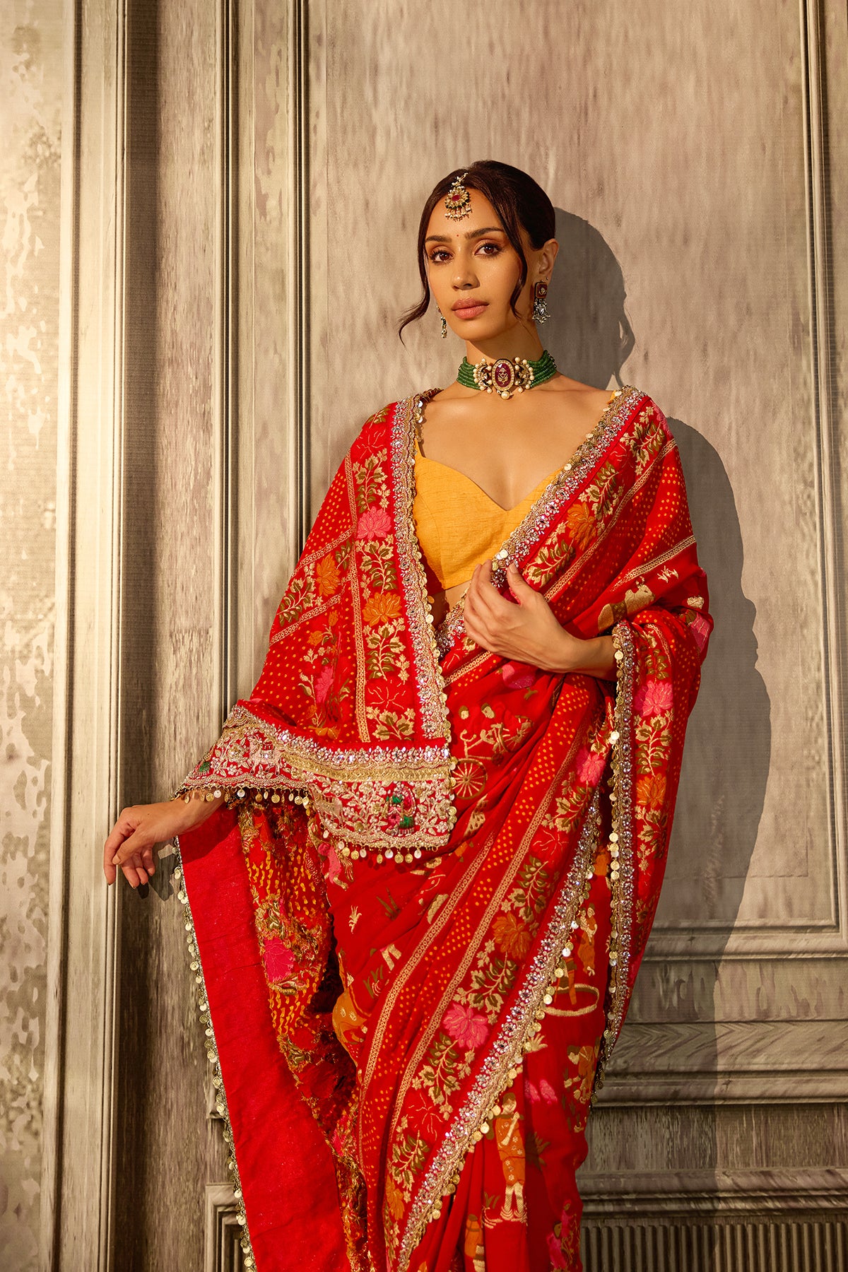 Red Georgette Khaddi Saree