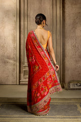 Red Georgette Khaddi Saree