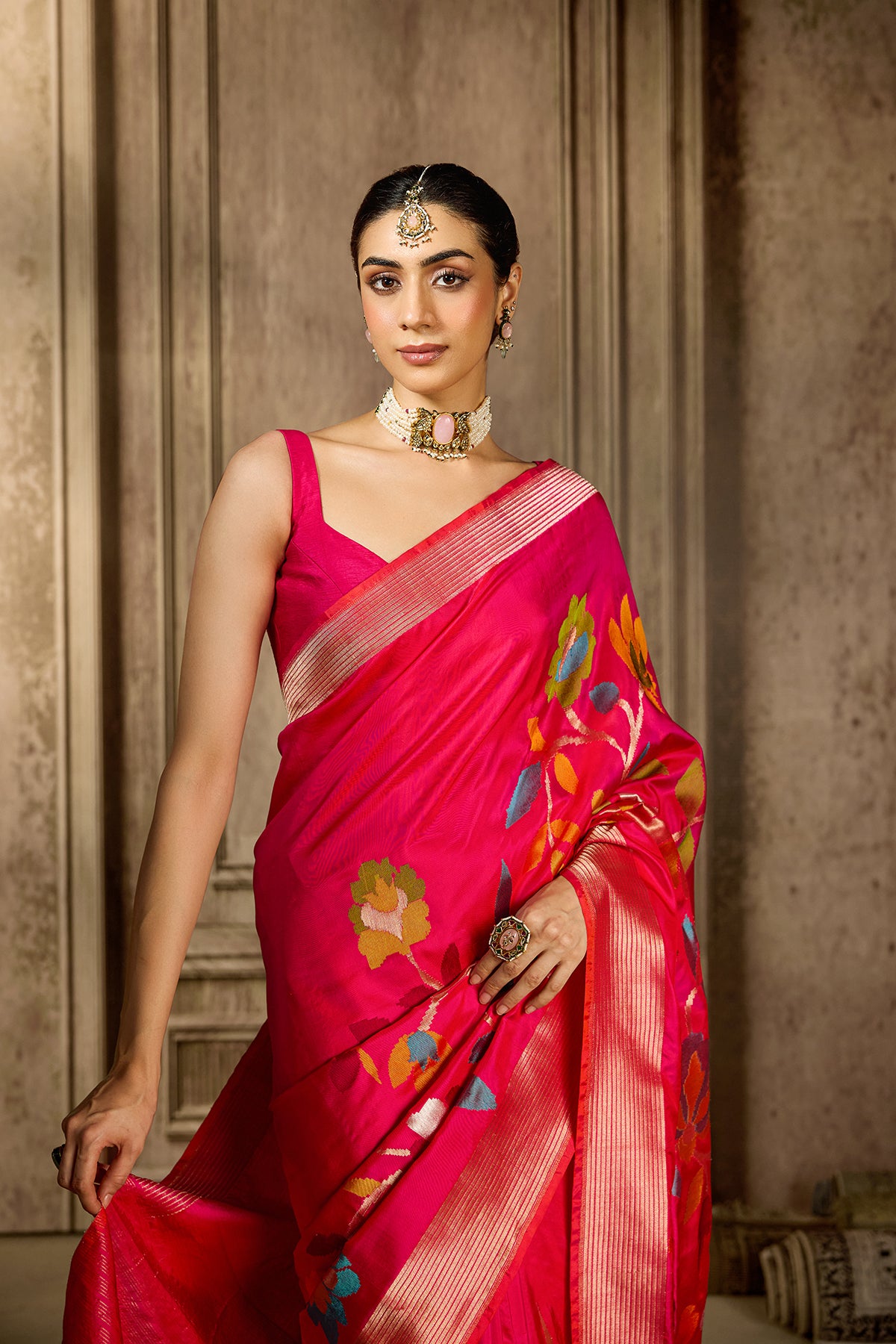Pink Handloom Silk Saree