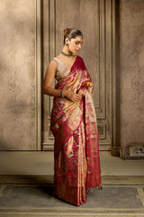 Magenta Kanjivarun Tissue Silk Saree