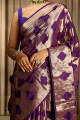 Purple Handloom Silk Saree