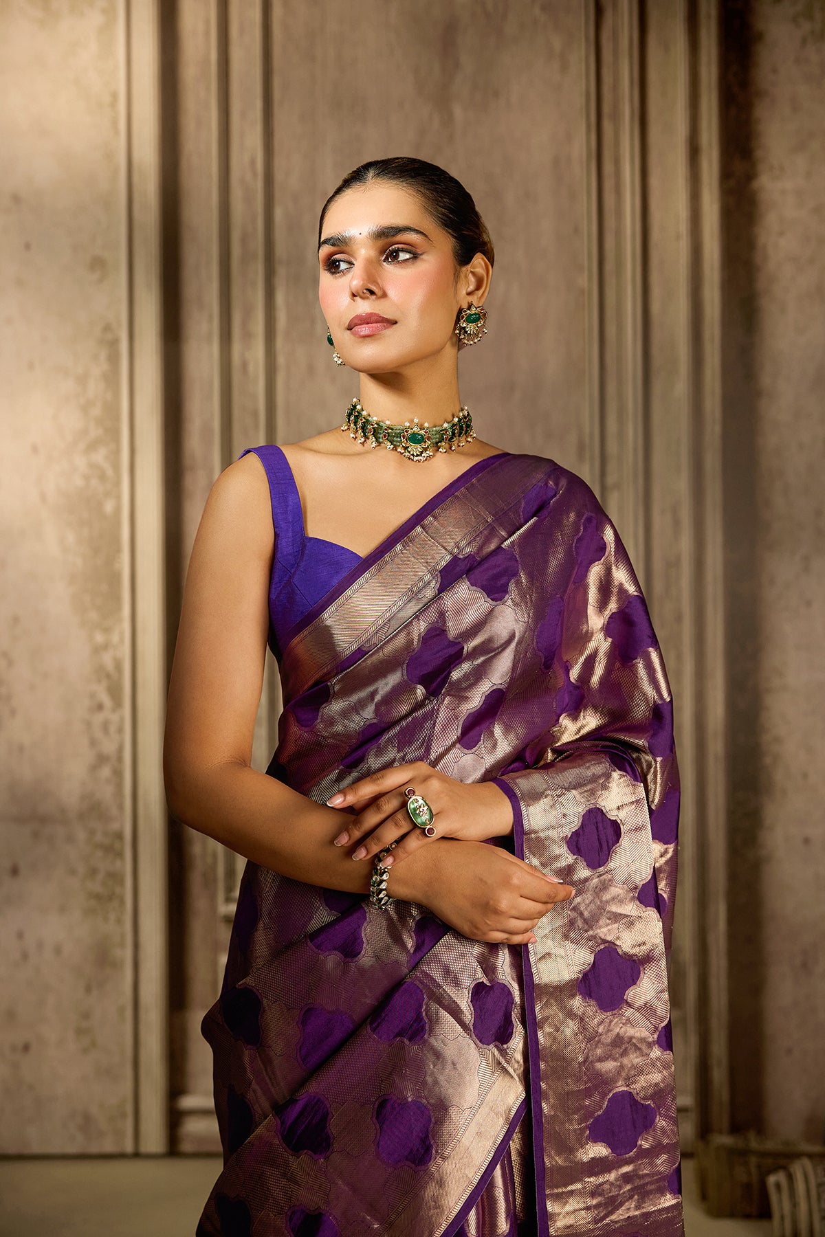 Purple Handloom Silk Saree