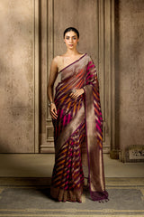 Wine Tissue Kora Silk Saree