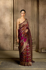 Wine Tissue Kora Silk Saree