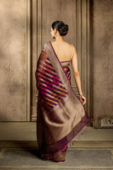 Wine Tissue Kora Silk Saree