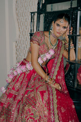 Ruby Red Zardozi Lehenga