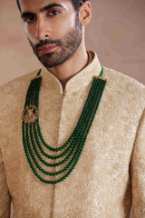 Beige Raw Silk Sherwani