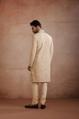Beige Raw Silk Sherwani