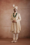 Cream Raw Silk Sherwani