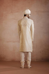 Cream Raw Silk Sherwani
