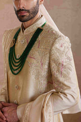 Cream Raw Silk Sherwani