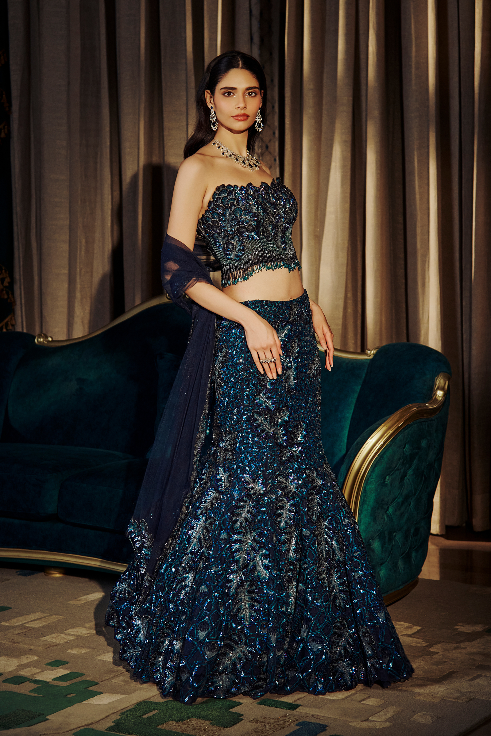 Deep Sea Fish-Cut Lehenga .-459