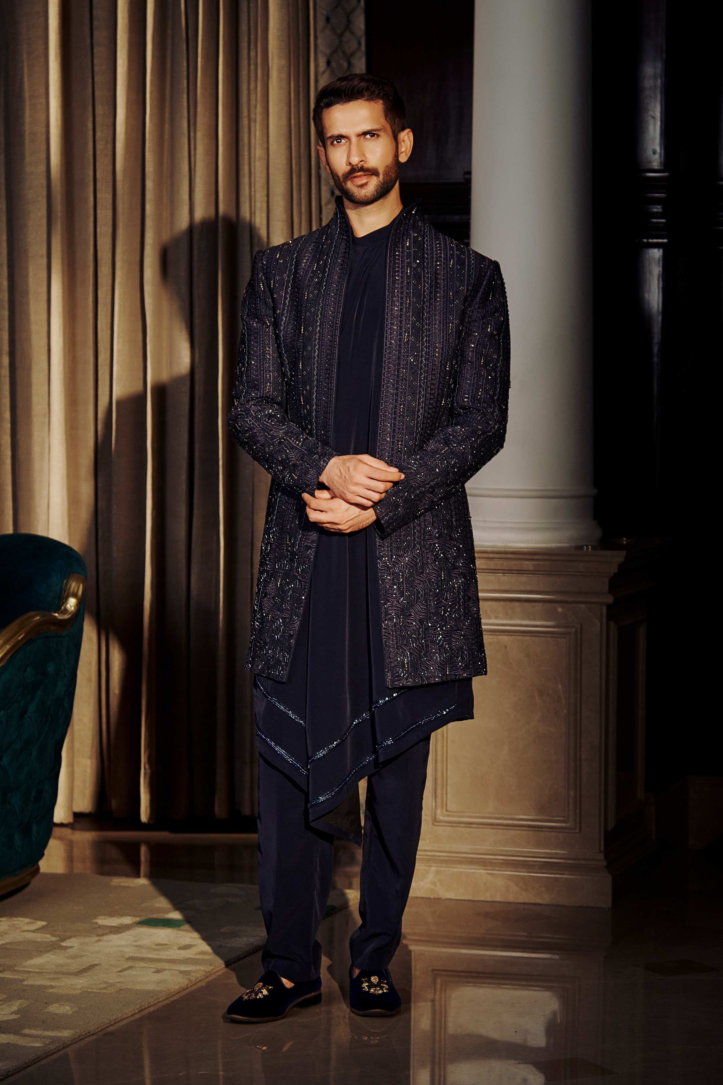 Deep Midnight Sherwani - 41269