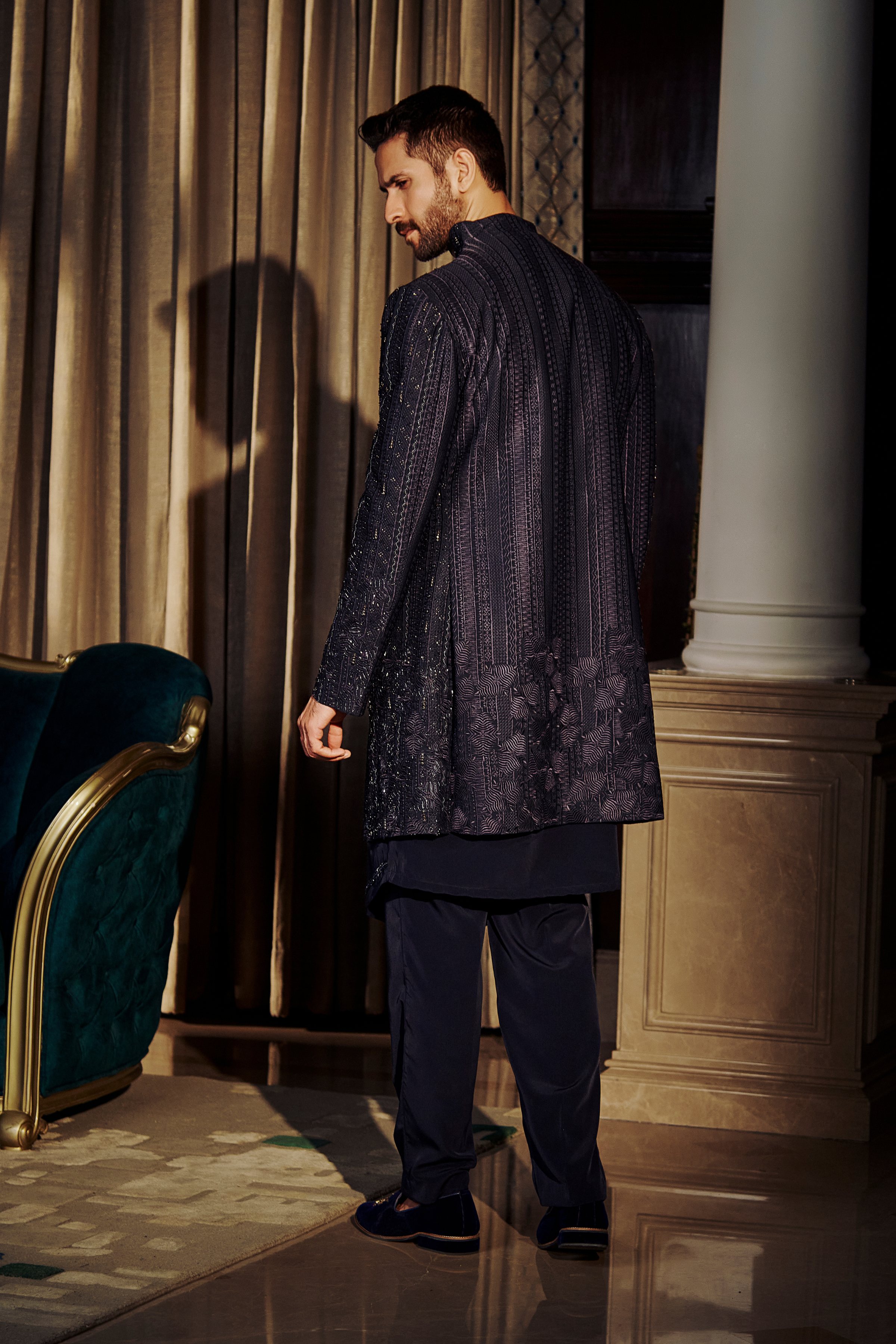 Deep Midnight Sherwani - 41269