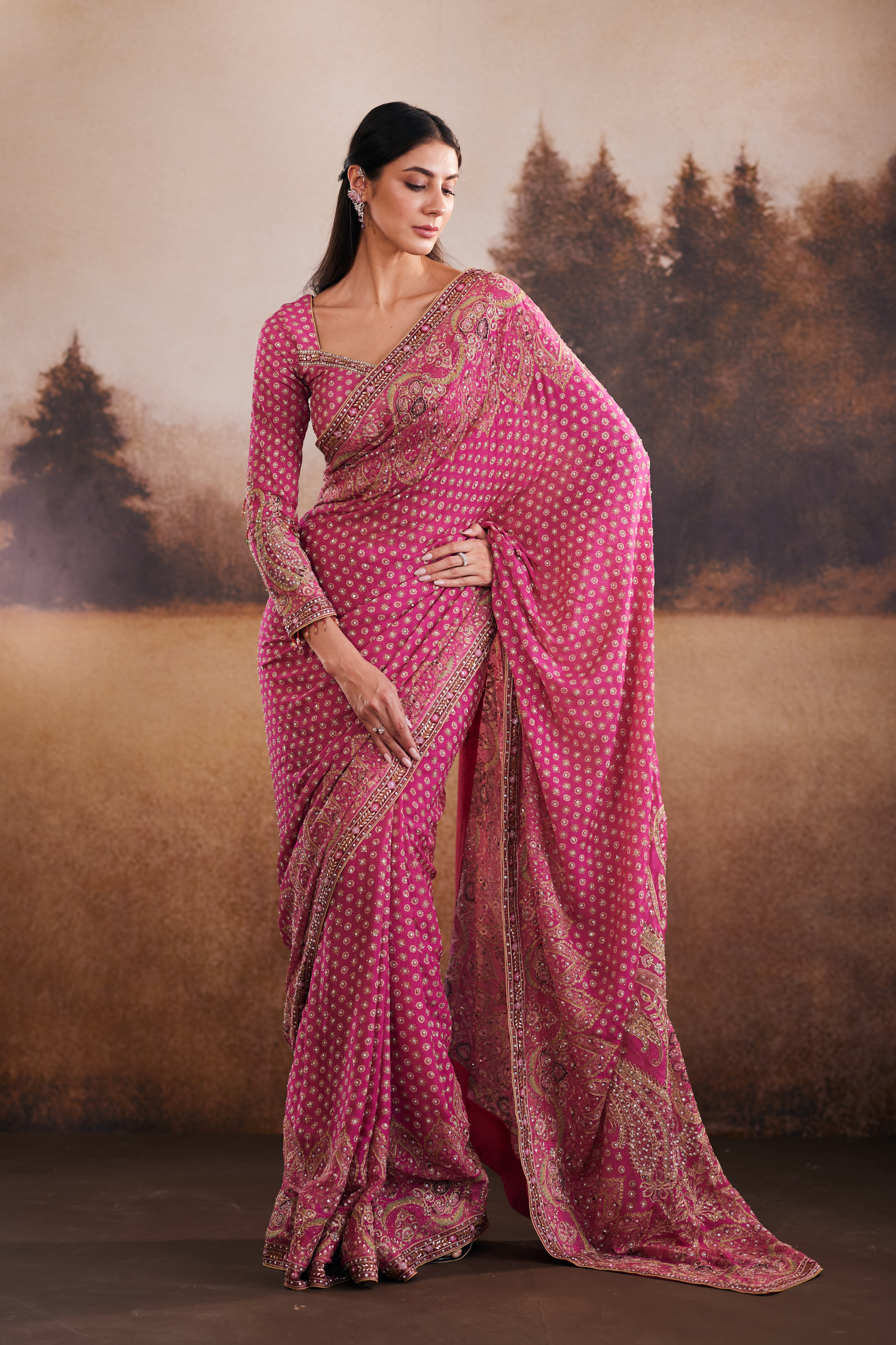 Vibrant pink saree